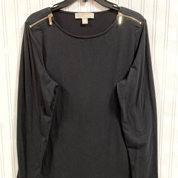 MICHAEL Michael Kors Ladies Essential Black top with  Gold zipper detail, XLarge - Picture 1 of 8